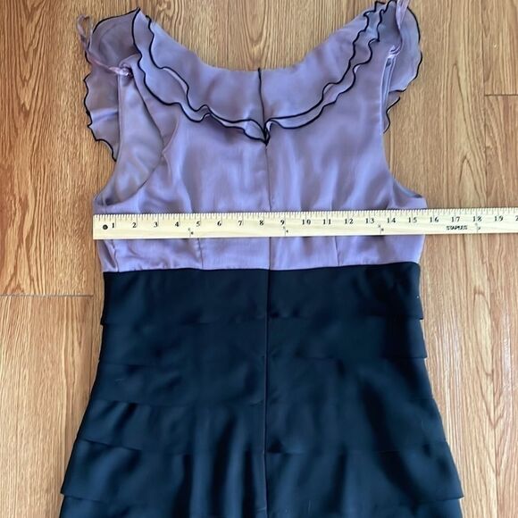S. L. fashions woman’s after five dress. Black/violet. Size 6. - Picture 6 of 7